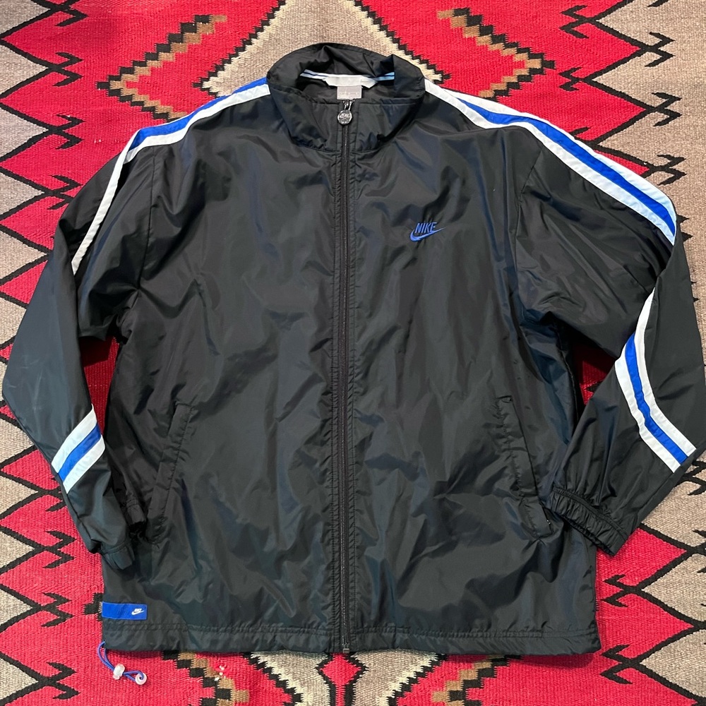 Y2K VTG NIKE WINDBREAKER Jacket L Spell Out Logo 2000s Nylon Silver Tag
